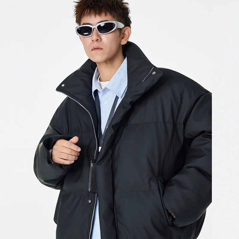 Mann Unten Mantel Winter Amerikanischen Stehkragen Übergroßen Männlichen Oberbekleidung High Street Lange Sleeve Zipper Winddicht Weiche Männer Jacke