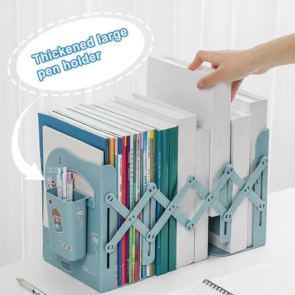 

Retractable Bookshelf With Pen Holder Integrated Desktop Book Storage Rack Baffle Book Clip Office Desk Folding Fixed Book Stand