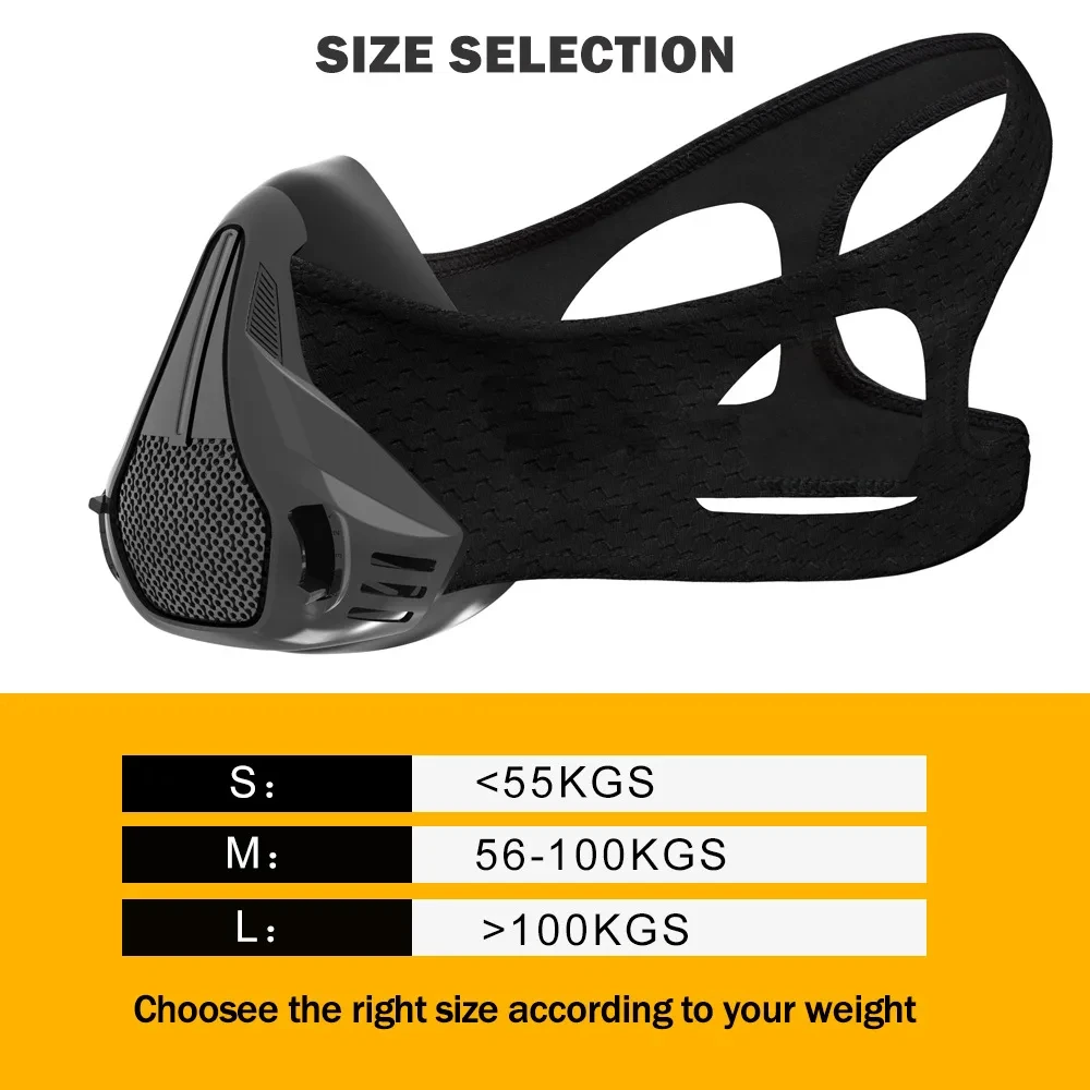 Adjustable Gear Oxygen Resistance Mask Sports Training Mask Breathing Vital Capacity Training Mask High Altitude O2 Control Mask