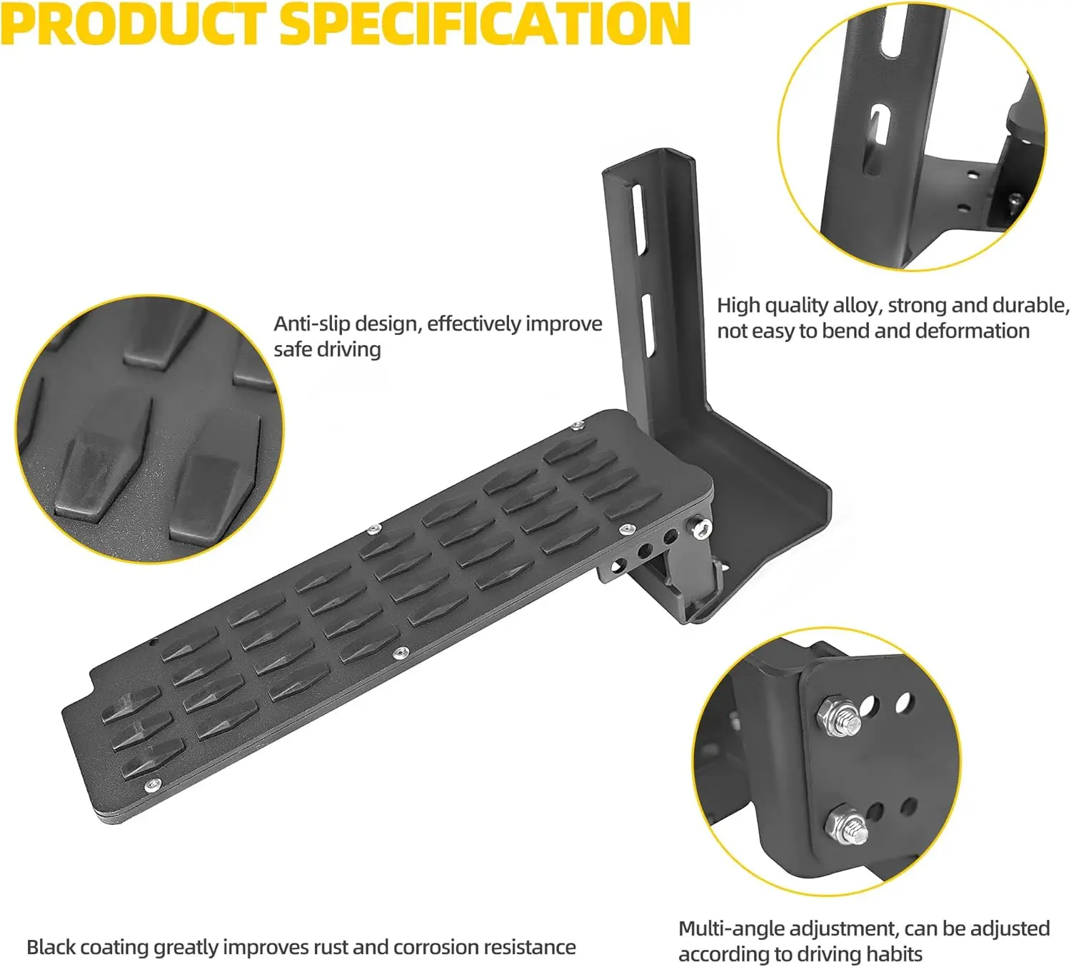 Internal Dead Pedal Driver Left Foot Rest Pedal Compatible with 2007-2018 Jeep Wrangler JK & JKU