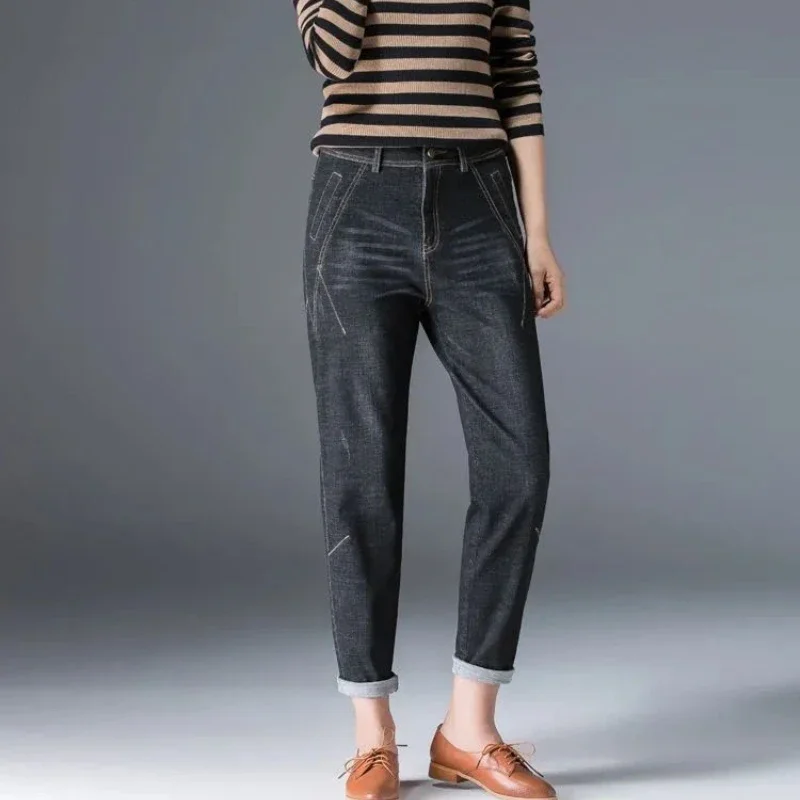 

Pencil With Pockets Denim Pants for Women Gyaru Basics Wide Leg Trousers Size X Larg Wholesale Japanese Y2k Z Womens Harem Jeans