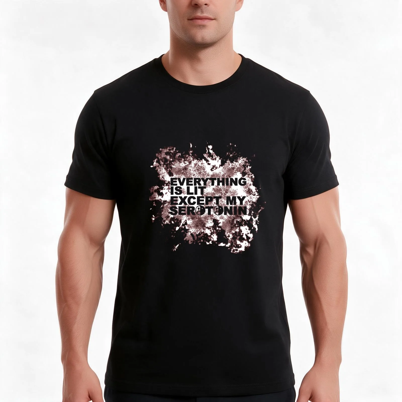 EVERYTHING IS LIT (except my serotonin) - Splatter T-Shirt, Summer Casual Cotton Tee, Oversized Streetwear Tops, 100% Cotton