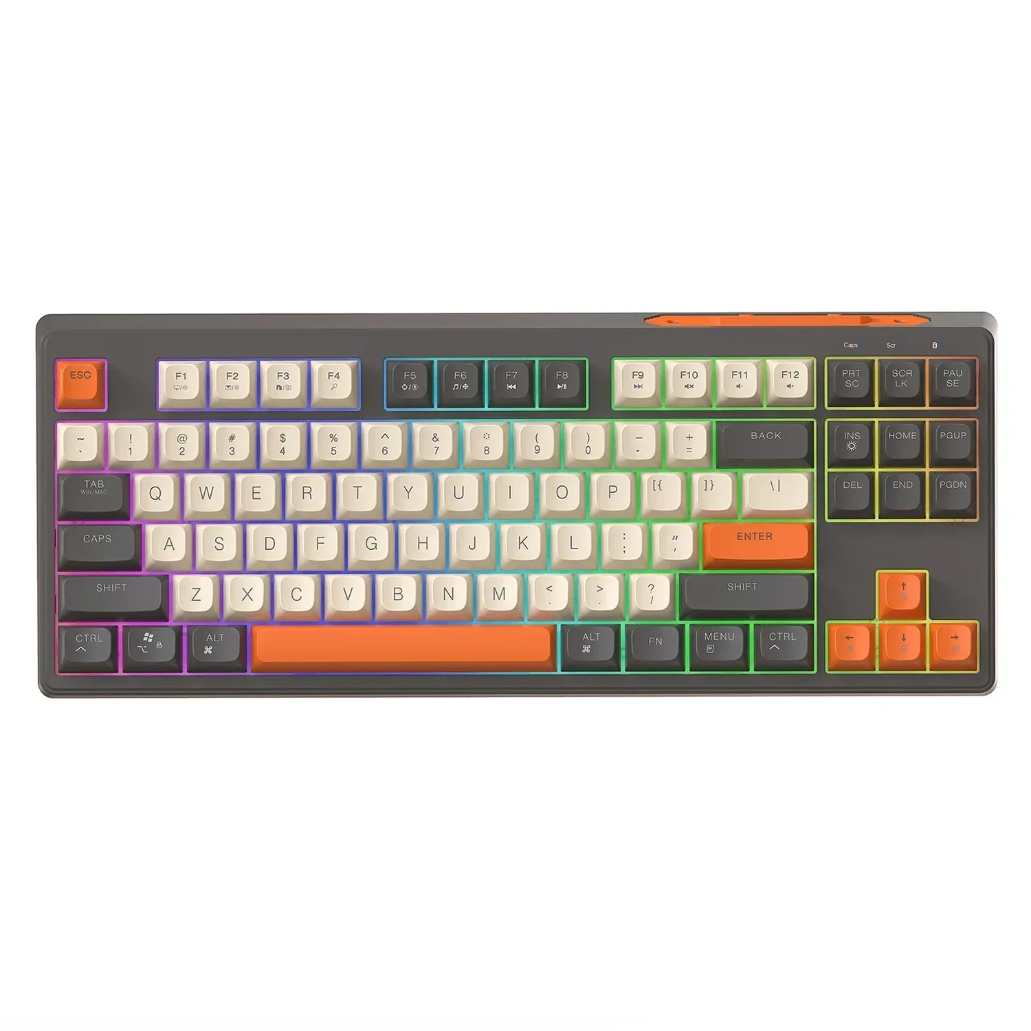 Bluetooth Gaming Keyboard, 2.4G Dual Mode Connection, PBT Ball Cap, Rainbow Light, Suitable