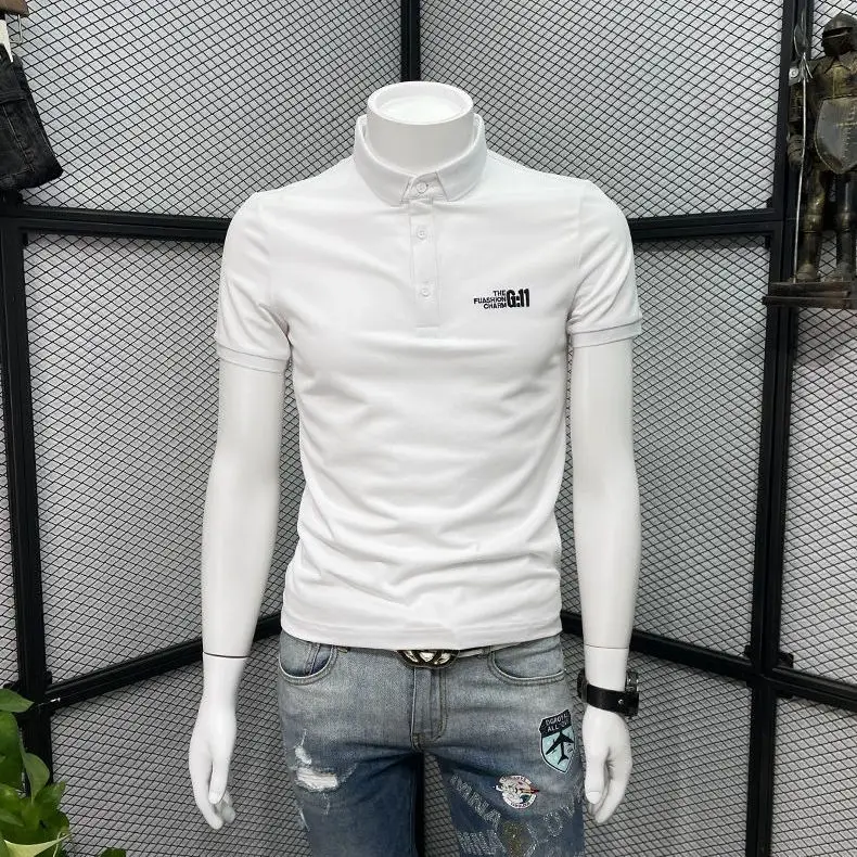 Premium Casual Men's Polo Shirt Stylish Summer Wear Minimalist Printed Graphic Slim-Fit Short Sleeve Latest Collection Fashion