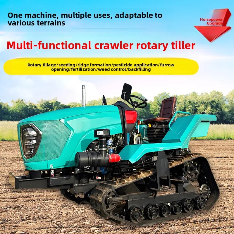 2026 Small Agricultural Water And Dry Land Dual-Purpose Crawler Greenhouse Tiller Cross-Border Export Rotary Tiller