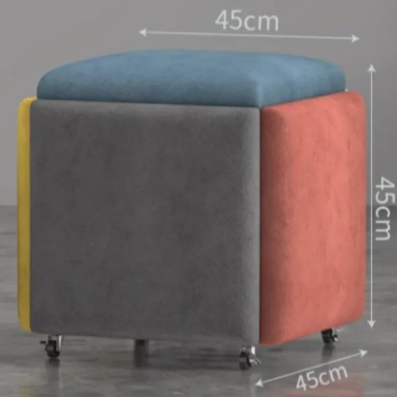 5 In 1 Combination Creative Small Stool with wheels for Dining Chairs Bedside Tables Footstool Decorative Ottoman