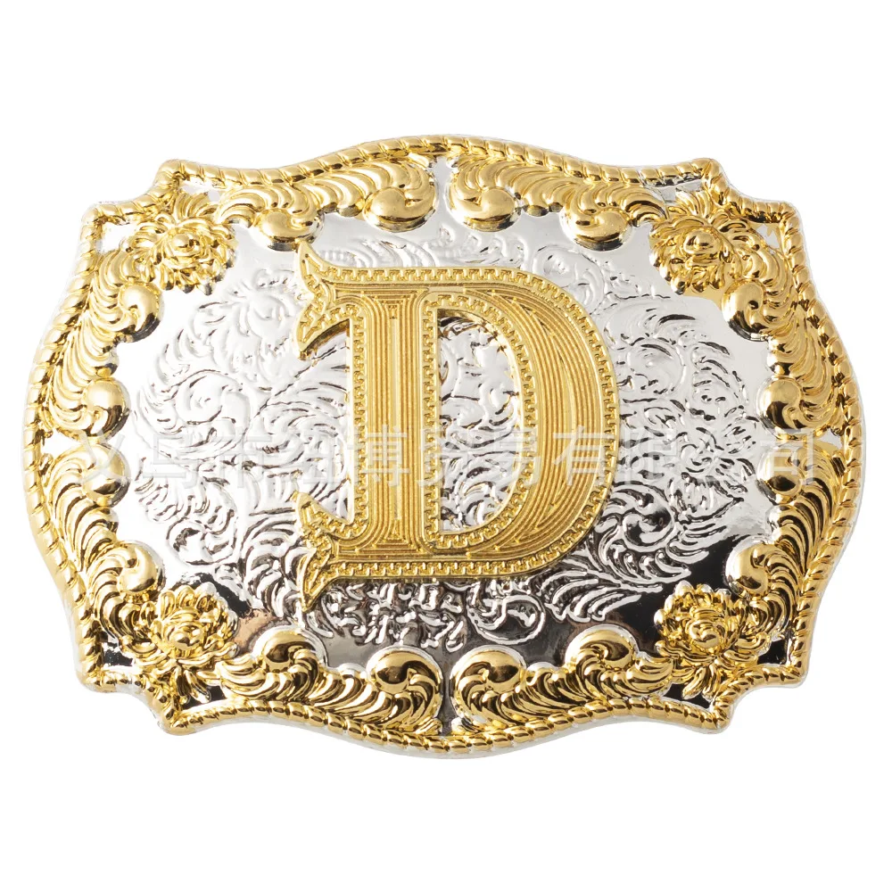 Ceinture avec Lettres Sculptées Dorées, Matériaux en Alliage ABCD à Z, Largeur 3.8cm