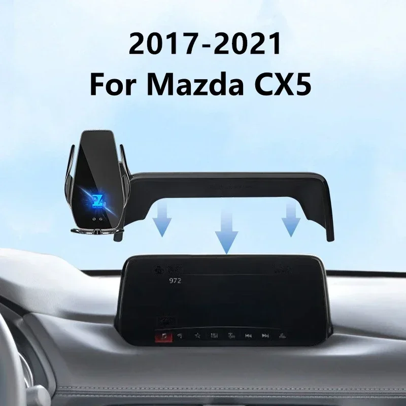 

For 2017-2022 Mazda CX5 CX-5 Car Screen Phone Holder Wireless Charger Navigation Modification Interior 7/10.25 Inch Size