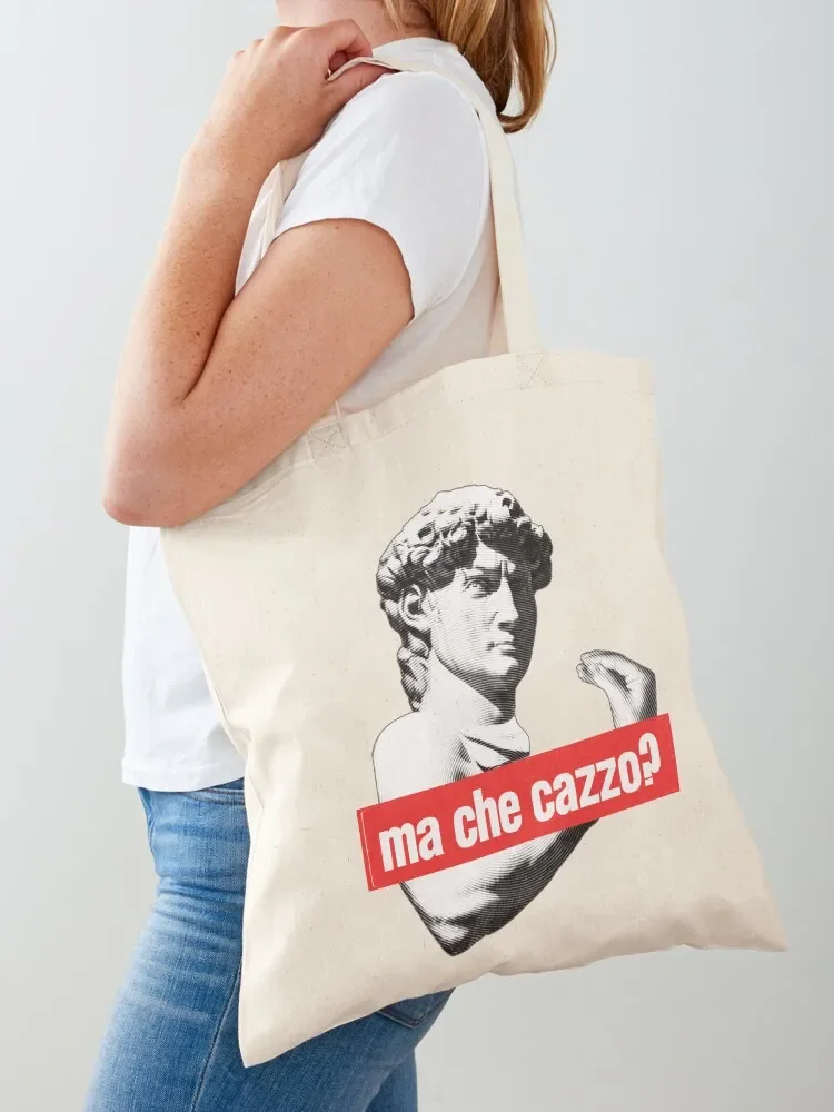 

Ma Che Cazzo! Funny David Sculptur with talking Hand Tote Bag shopping bags foldable bag luxury women shopping bag Lady
