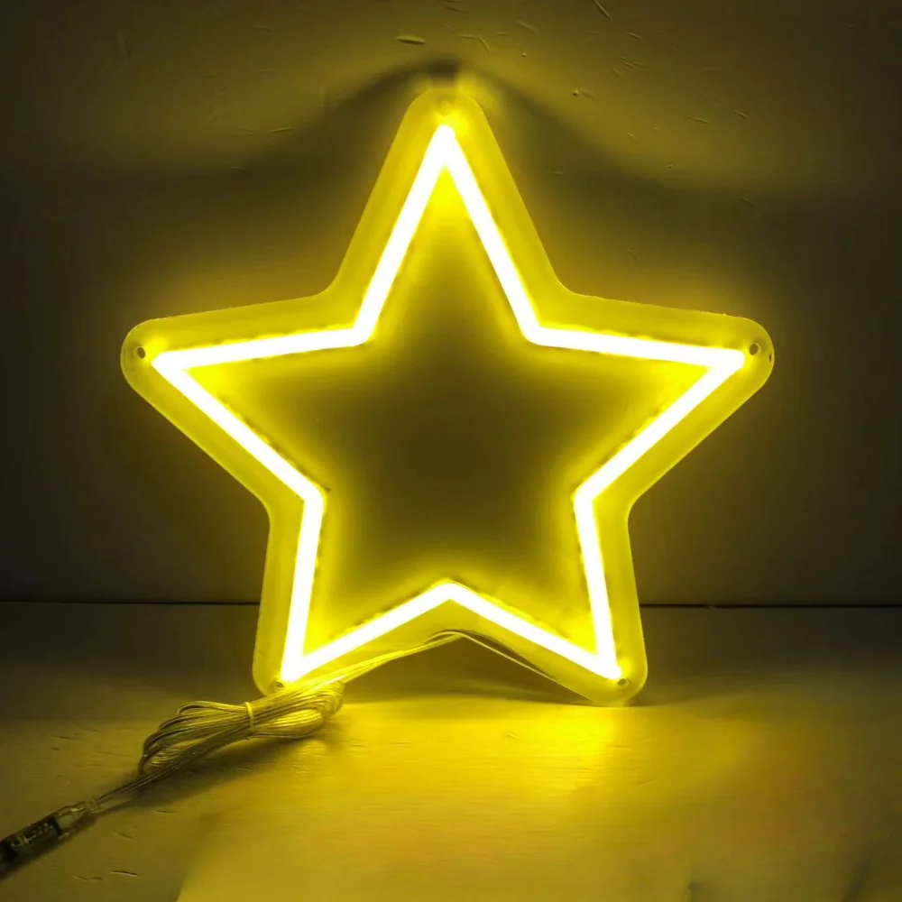 Star Neon Sign Xmas Wedding Party Holiday Kids Birthday gift Room Home Fariy Decorations Neon Lamp  Acrylic LED Wall Decoration