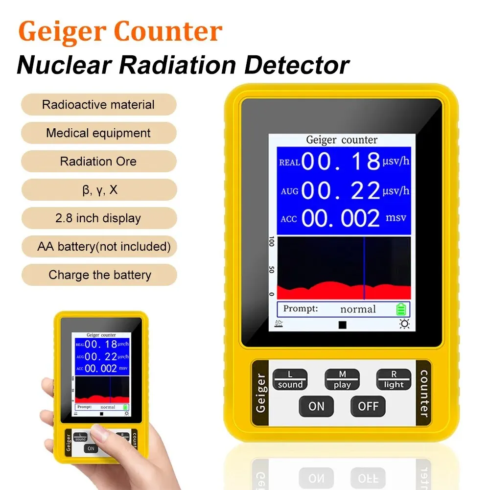 Wyświetlacz LCD 2 w 1 Detektor promieniowania Wielofunkcyjny detektor promieniowania Dozymetr Monitor Tester promieniowania Miernik EMF