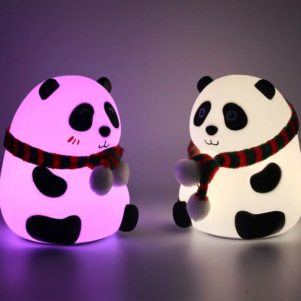 

Color Changeable Panda Night Light Percussive Panda Patting Panda Desk Lamp LED Silicone Dimmable Table Lamp Atmosphere Lamp