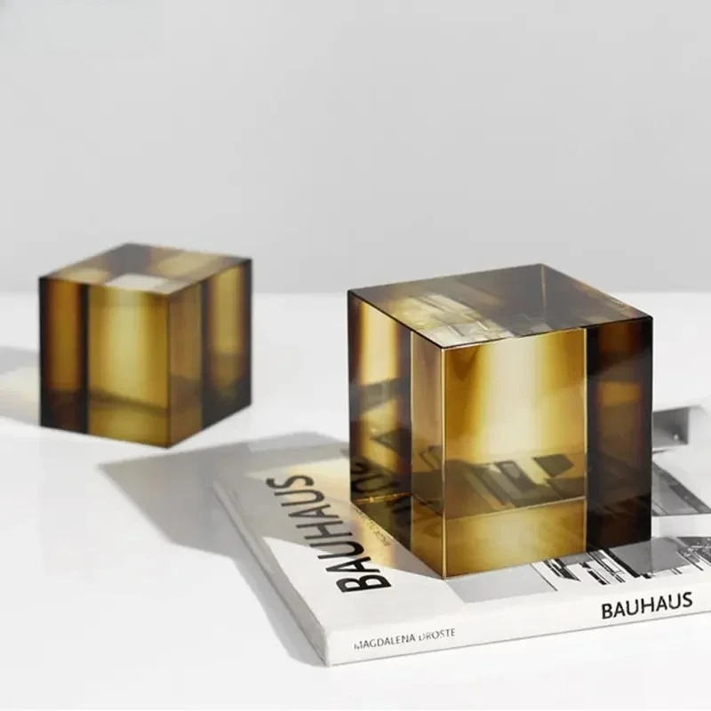 Ornements en cristal géométriques gradués, cube transparent, minimalisme, statue carrée en cristal, décoration de bureau, sculpture artisanale en verre