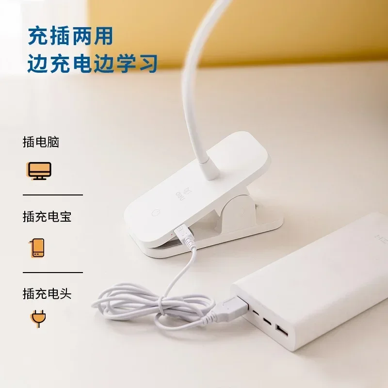 Deli-LED Grampo Abajur, Estudante Dormitório Abajur, Stepless Escurecimento, USB Plug-In, Mini Luz LED, Luz Livro