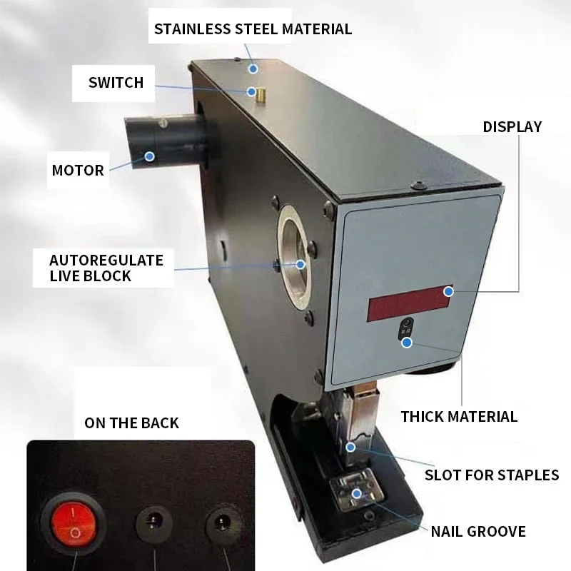 Automatic Electric Stapler 200 Pages Heavy Duty Thickened Stapler Data Binding Machine Office Intelligent Induction Binder Tools