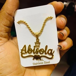 New Personalized Custom Names Necklace for Men Women Stainless Steel Detachable Thick Cuban Chain Pendant Jewelry Gift