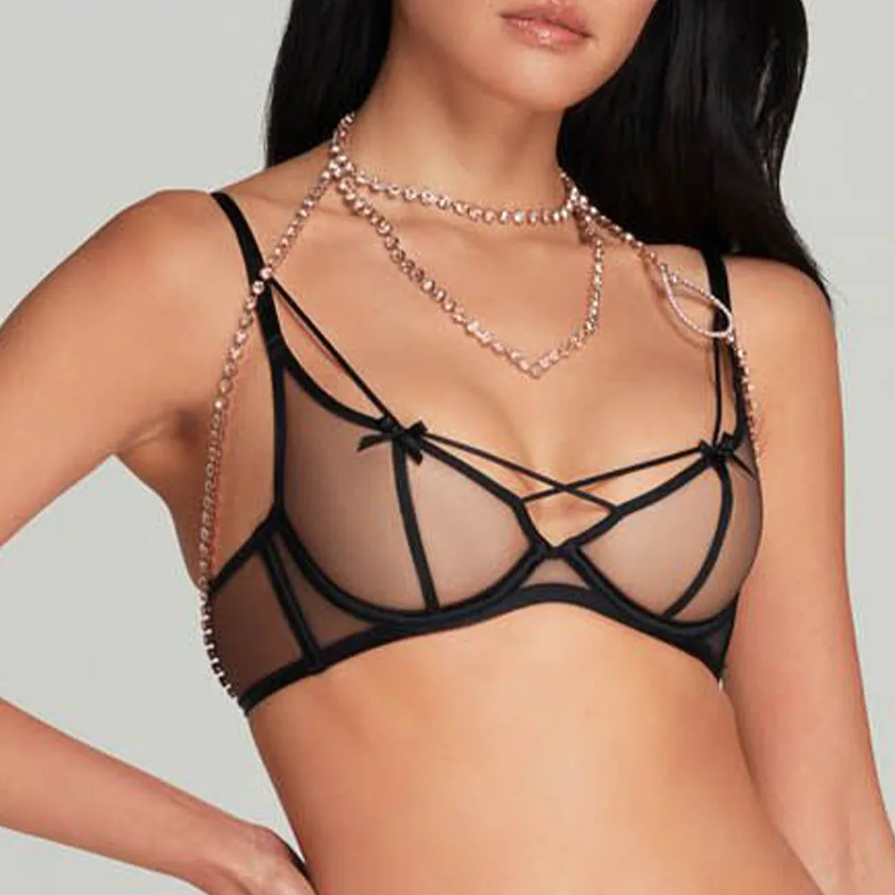 Doppels chicht BH Kette Körper Schmuck Bikini für Frauen Kristall Accessoires Strand sexy Brust kette Strass Halskette Dekor Geschenk