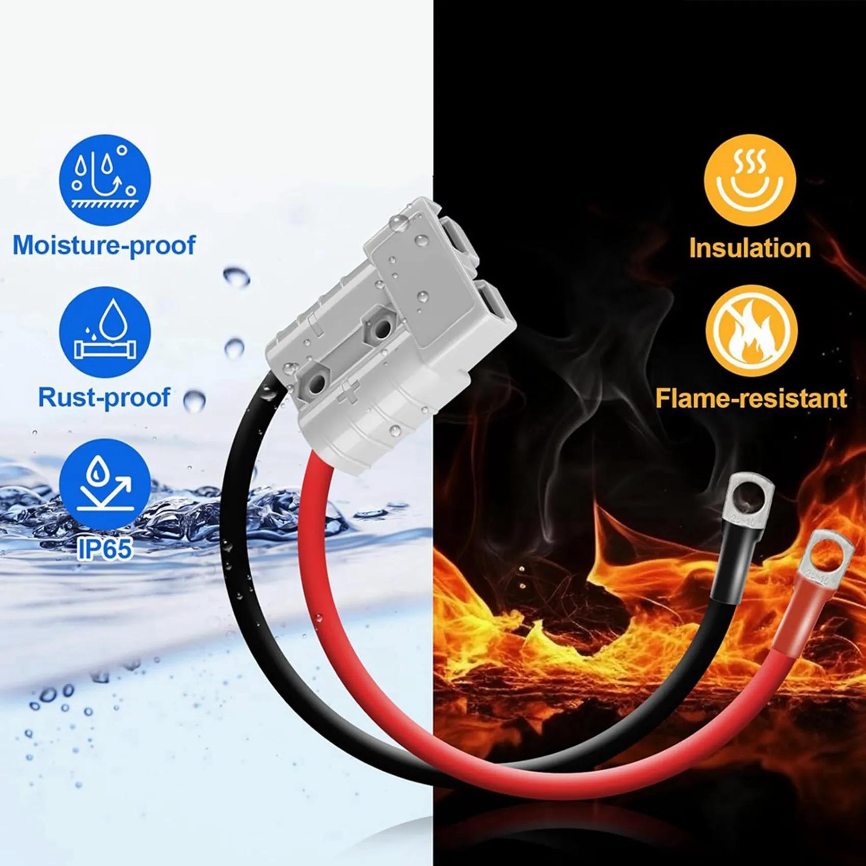 AT19-4X For Connector 50A Kit For Plug 8 Guage 30Cm Battery Cables Waterproof Quick Connectors For Lifepo4
