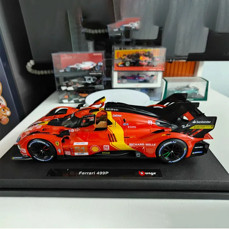 Bburago Nowy Produkt 1:18 Ferrari 499p 51 Samochód Wyścigowy Mistrz Rally Le Mans Stopowy Luksusowy Pojazd Zabawki Model Odlewany Wydanie Samochodu