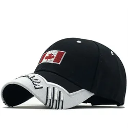 Homens e mulheres Canadá Boné de beisebol bordado algodão, chapéu snapback, papai chapéus, osso pesca, contraste de cores, alta qualidade, novo