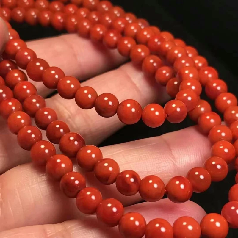 

Natural South Red Agate Old-Styled Bead Bracelet Full of Meat Color Rosy Buddha Beaded Necklace