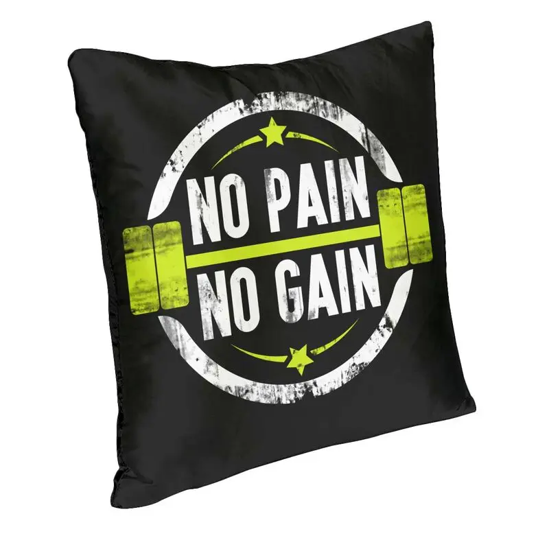 Luxury No Pain No Gain Throw Pillow Cover Home Decor Custom Square Bodybuilding Fitness Gym Cushion Cover 45x45cm Pillowcover