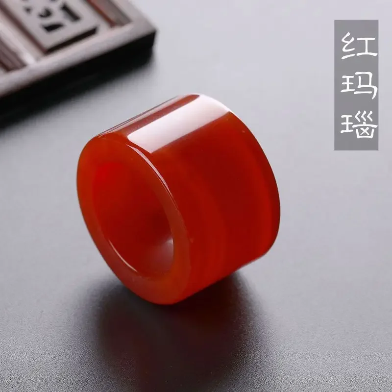 Natural Chinese Green Chalcedony Hand Carved Round Ring Fashion Boutique Jewelry Men and Women Models Pull Finger Popular Gifts