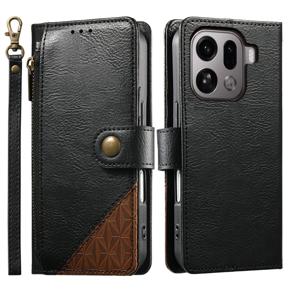 

Zipper Leather Wallet Book Funda for OPPO Find X9 Pro 5G Luxury Case 360 Protect Phone OPPO Find X9 Pro Case FindX9 Magnet Cover