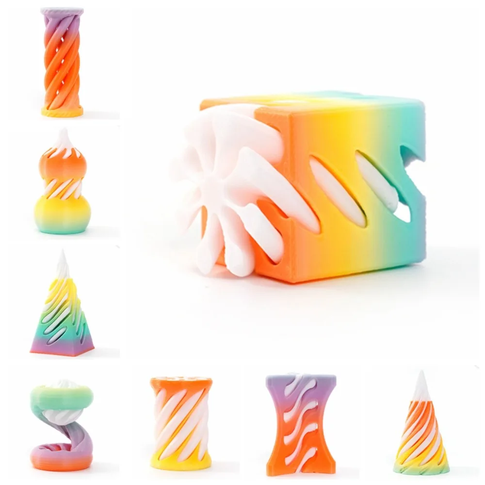 

Прозрачная скульптура, 3D печатная спиральная конусная игрушка, вихревая нить, украшения, невозможная пирамида, мини-спиральная гайка