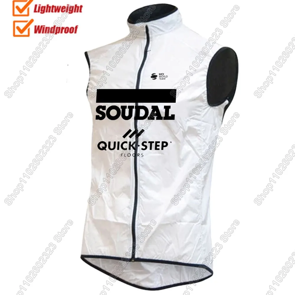 

2025 White Soudal Quick Step Team Wind Vest Cycling Vest Windproof Lightweight Sleeveless Cycling Jersey Maillot Gielt