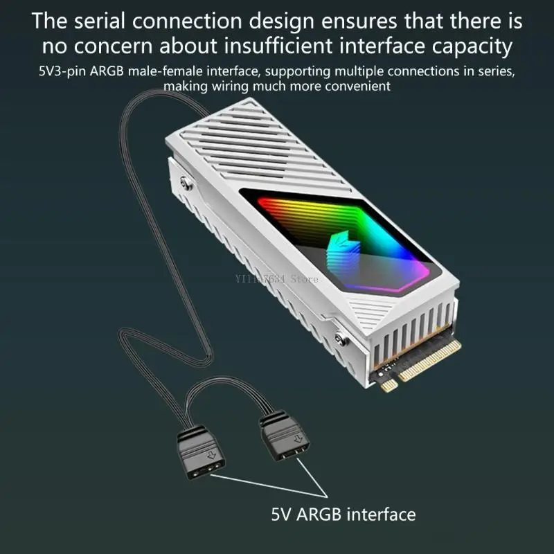  Aluminum Alloy M.2 SSD Coolers with Large Fan and ARGB Lighting for Enhances Cooling Performances and Hardware Protections