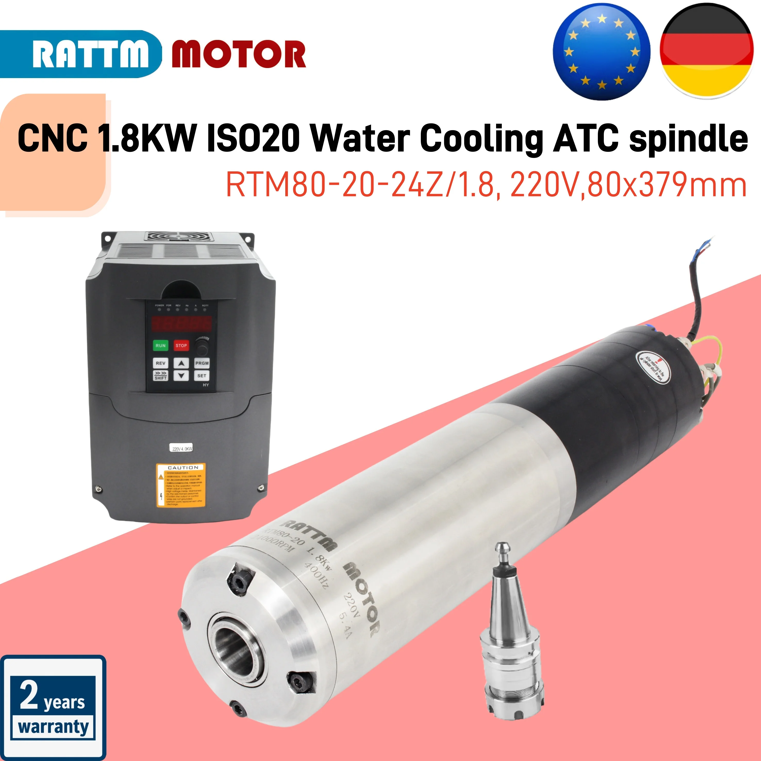 『DE/USA Stock』CNC 1.8KW ISO20 مغزل ATC لتبريد المياه 24Z مبدل أداة أوتوماتيكي للطاقة الدائمة لجهاز التوجيه المعدني 220 فولت باستخدام الحاسب الآلي