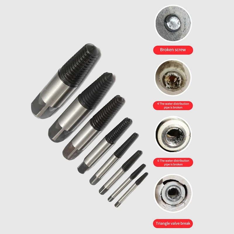 6 Pieces Of Broken Screw Extractor Set 3-25Mm Drill Set Carbon Steel Double-Sided Screw Pulling Center Drill Easy To Use