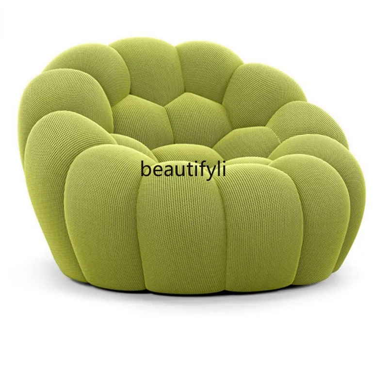 zq  Honeycomb Fabric Bubble Net Personality Single Sofa European Fashion Lazy Bone Chair