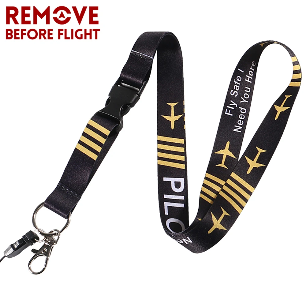 

1 PC Fashion Pilot Lanyards Fly Safe Lanyard For ID Badge Holders Pass Gym Mobile USB Badge Holder Lanyards Neck Strap Keyring