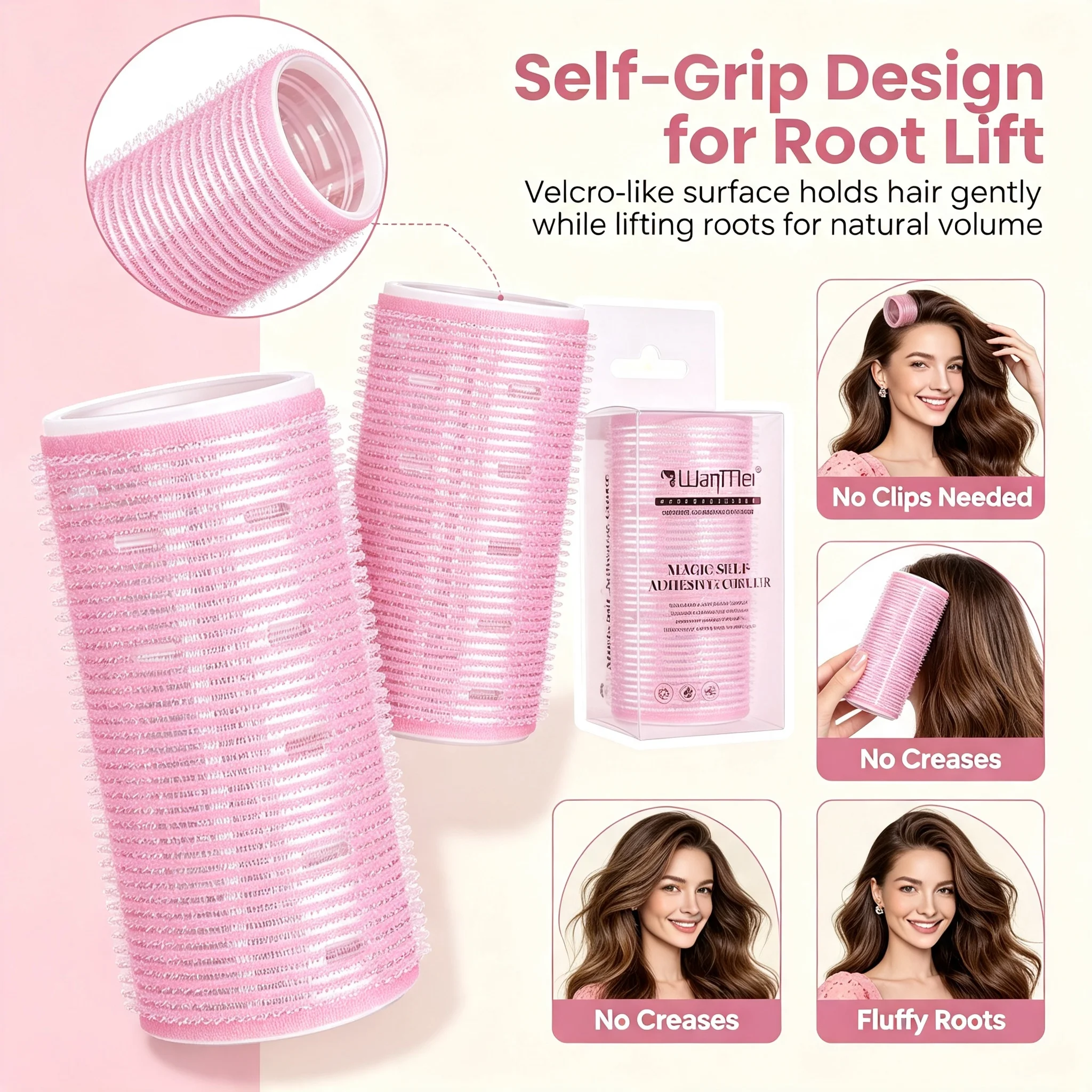 1Pc Self Grip Hair Rollers No Clip Fluffy Bangs Root Lift Curler Heat Friendly Reusable Styling Tool for Daily DIY Salon Use