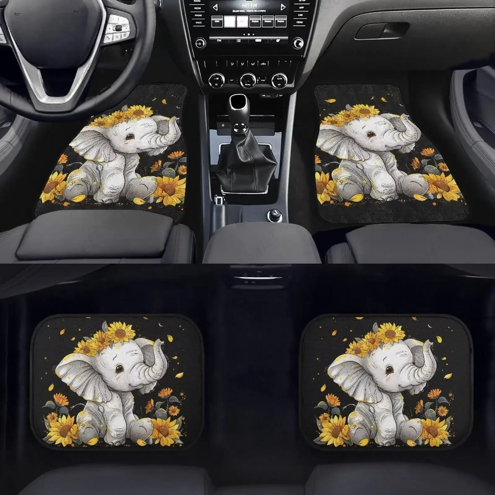

Автомобильный напольный коврик Sunflower Baby Elephant Универсальные автомобильные передние и задние напольные коврики для ног с нескользящей резиновой подложкой для женщин