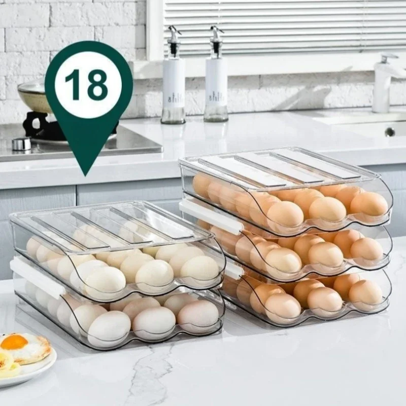 Refrigerator Egg Storage Box Automatic Scrolling Egg Holder Household Large Capacity Kitchen Dedicated Roll Off Egg Storage Rack