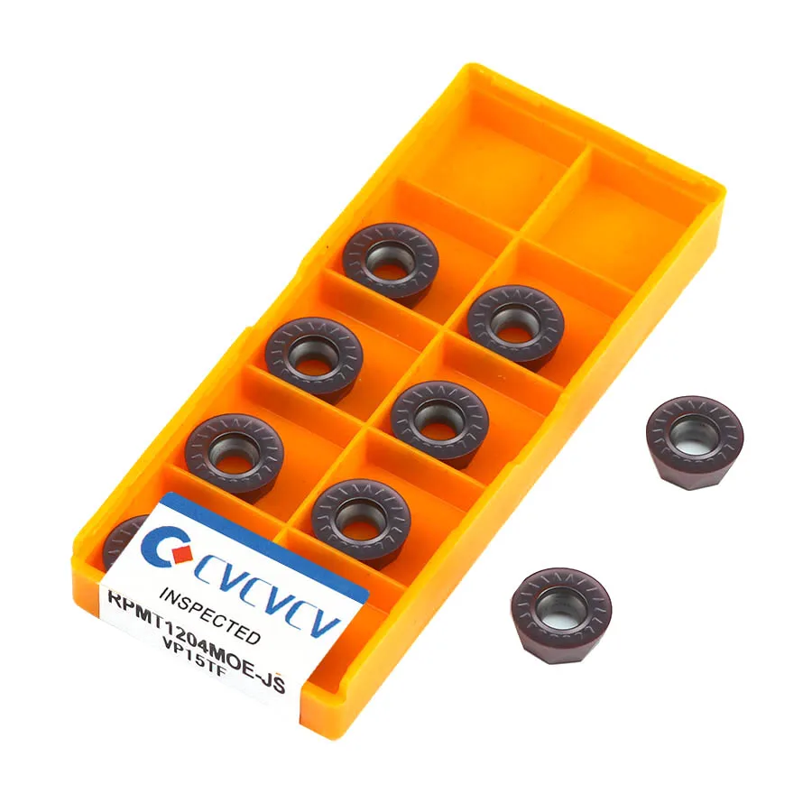 Tour CNC RPMT1204MOE-JS VP15TF, finition, lame de fraisage, carbure cimenté, inserts de fraisage à haute résistance pour acier inoxydable, 10 pièces
