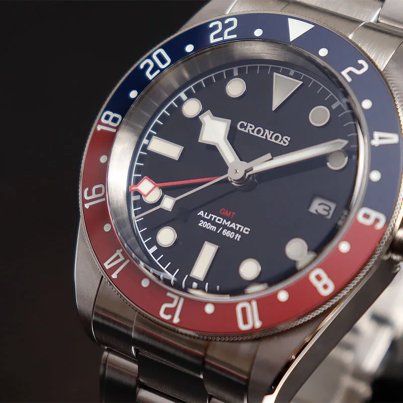 Cronos BB GMT Men Watch Automatic NH34 Coke Ceramic Bezel Bi-Directional 24 Clicks Spphire Glass L6021M