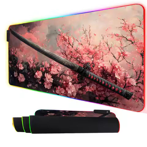 RGB Mouse pad Samurai sword pattern design LED glow gaming mat rubber anti-slip Desk Mat pc accessories Gaming keypad mousepad