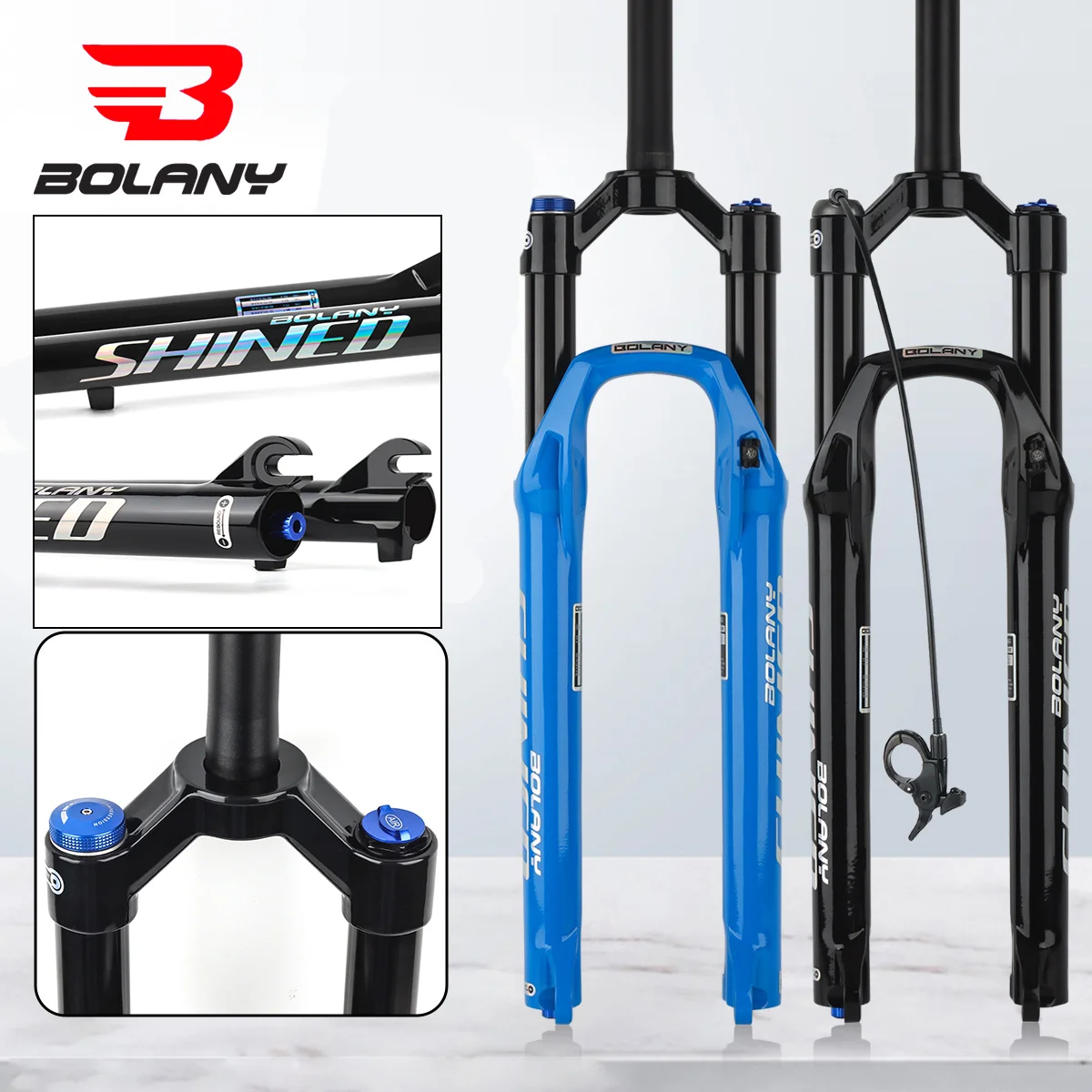 Bolany Mountain Bike Air Fork 27.5 & 29 Inch - Hydraulic Lockout, Quick Release, Preload Adjustable, Compression Damping MTB