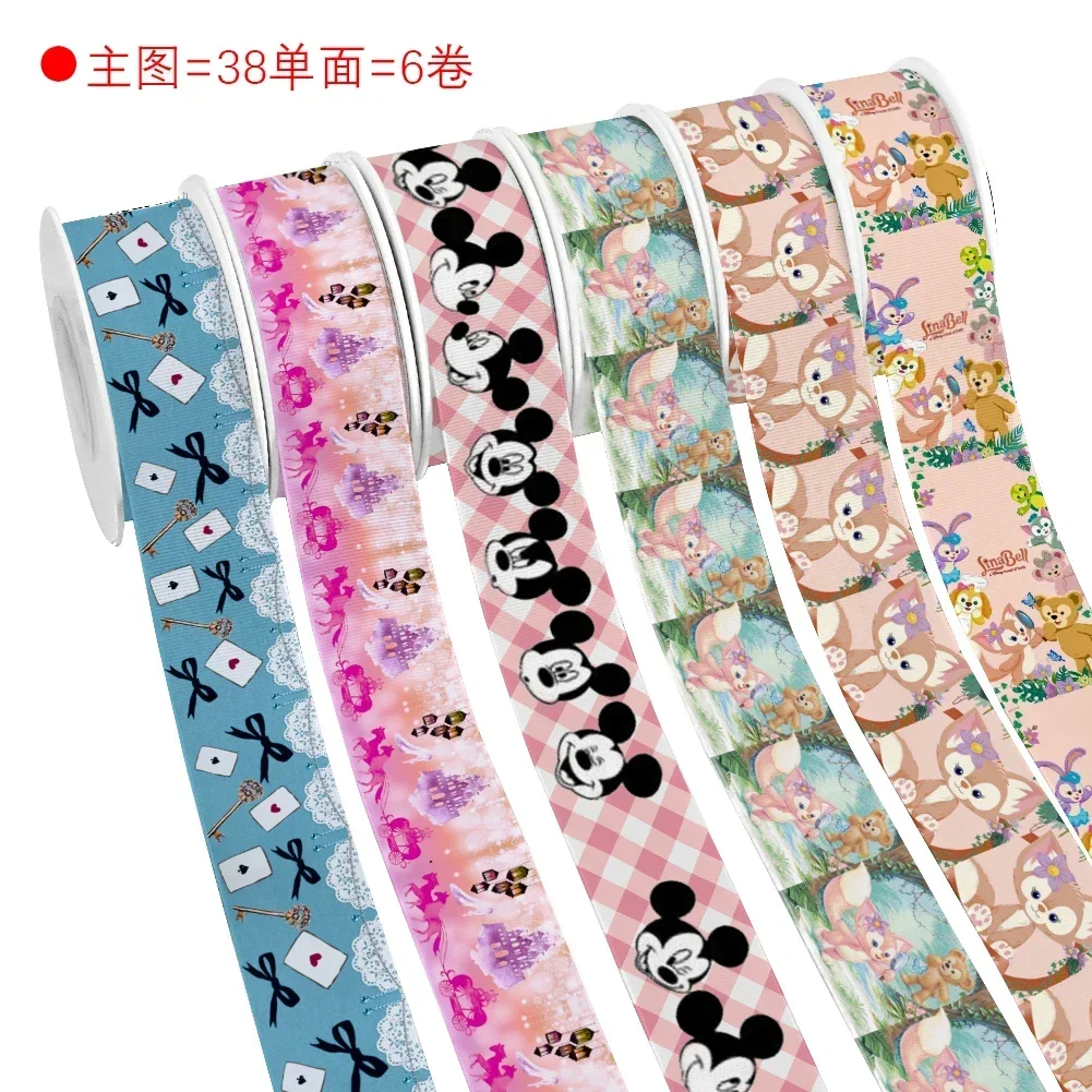 10 Yards Disney Linabell Printed Grosgrain Mickey Satin Ribbon For DIY Materials Gift Packing Cartoon Ribbons