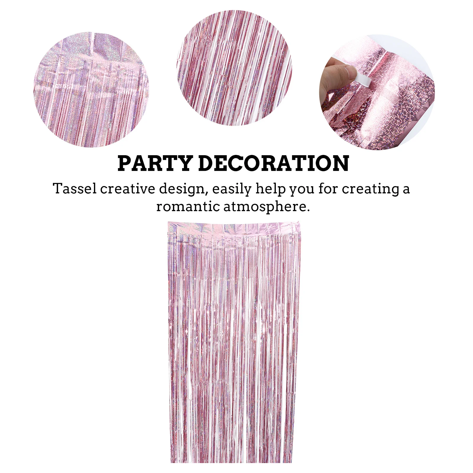 

1Pcs Holographic Tassel Curtain Sparkly Tassel Hanging Curtain Party Decoration Wedding Background Decor Festival Scene Layout