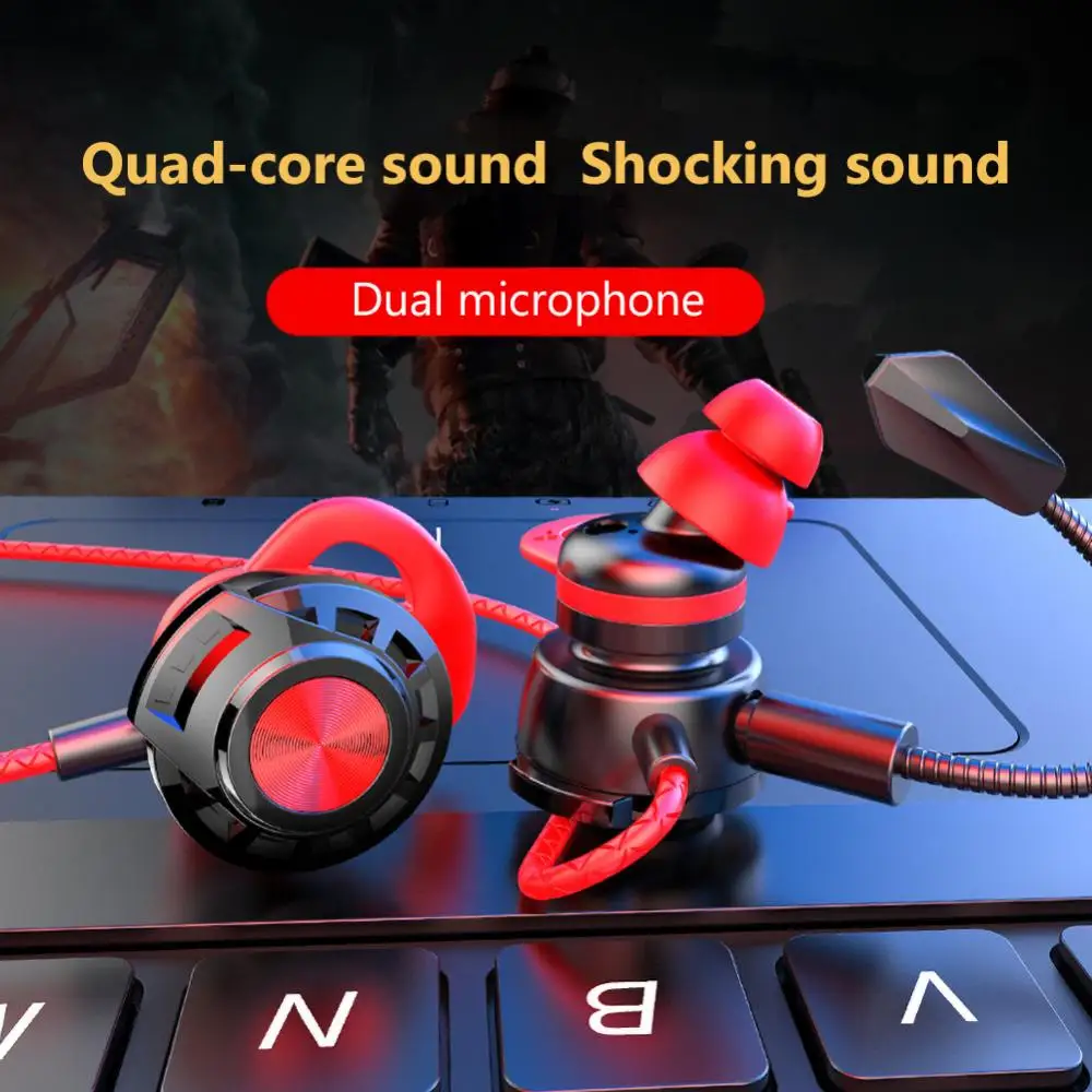 G16 Universal Wired Heavy Bass Gaming Earphone Headphone with Dual Microphones