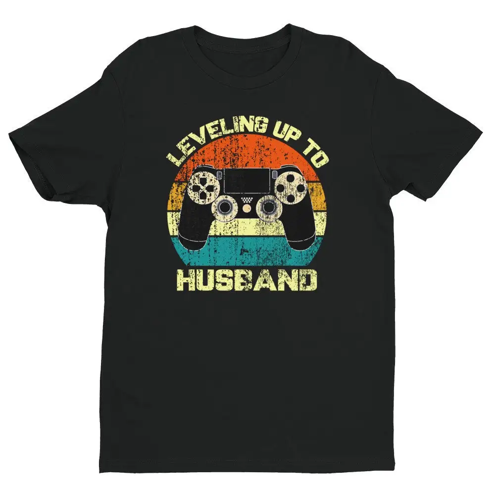 Leveling Up To Husband T Shirt Fiance Married Just Honeymoon Gaming Groom