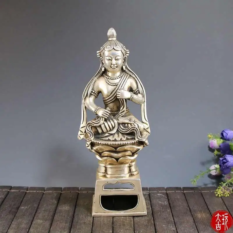 

Old Chinese Tibet Silver Handmade Nepal Lotus Buddha Bodhisattva Statue
