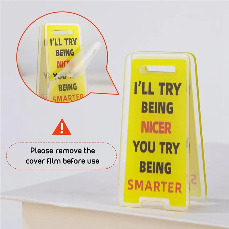 AT93-Funny Sticky Note Holder - 6 Pack Note Holder Clips, Overstimulated Desk Sign For Office, Hilarious Desk Signs
