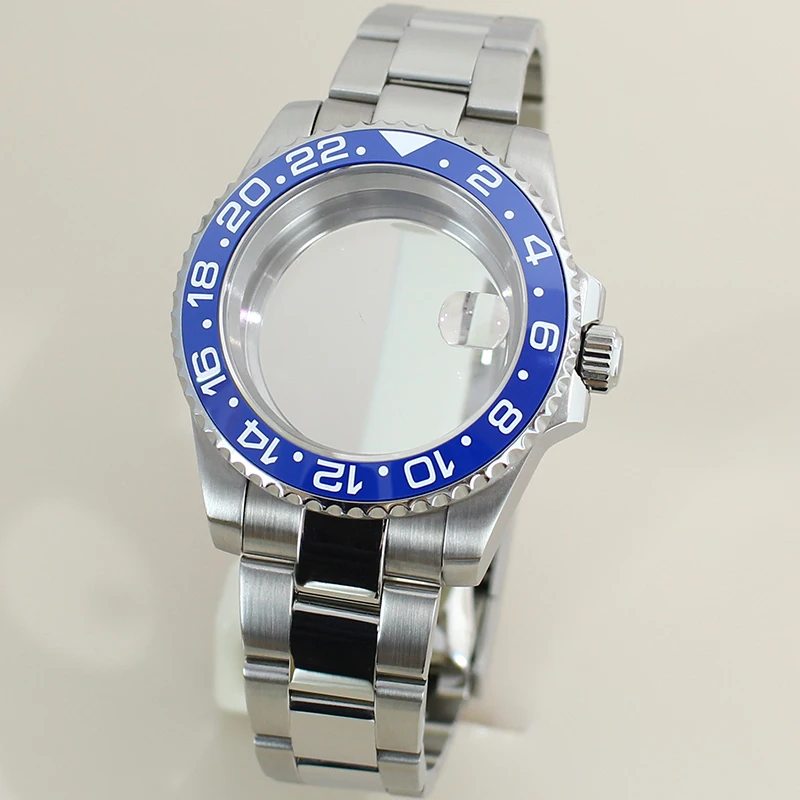 40mm NH35 Watch Case Ceramic Bezel Sapphire Glass For NH35 NH36 NH34 Miyota 8215 Eta2824 Movement GMT Case Slide Buckle Bracelet