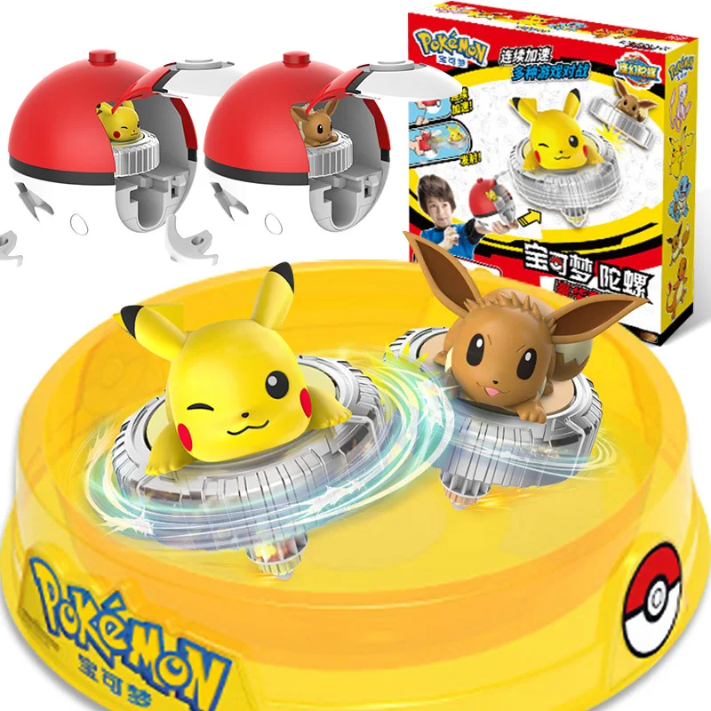 Pokemon top Ball Battle Gyro Spinning Pikachu Charmander Squirtle Mew Eevee Pocket Monsters Action Figure Toy set children Gift